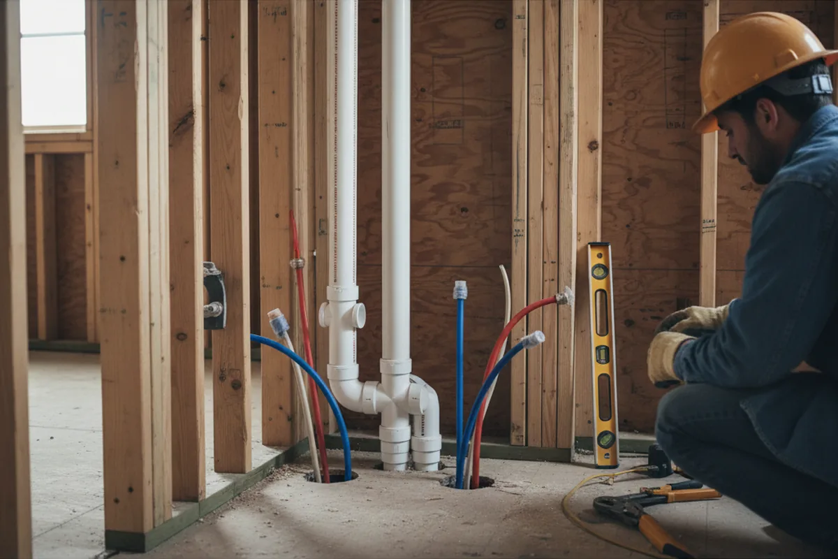 Drain and supply rough-in during Leak Detection in Beatty